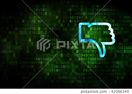 Social network concept: Thumb Down on digital background Social network concept: Thumb Down on digital background 42086349