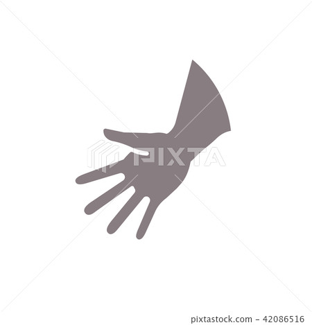 Friendly hand gesture. Minimalistic styling, gray color logo template. Handshake, fingers, palm logo Friendly hand gesture. Minimalistic styling, gray color logo template. Handshake, fingers, palm logo 42086516