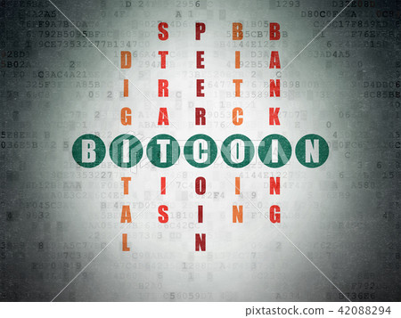 Cryptocurrency concept: Bitcoin in Crossword Puzzle 42088294