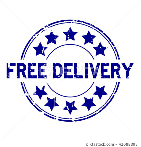 Grunge blue free delivery round rubber seal stamp Grunge blue free delivery round rubber seal stamp 42088895
