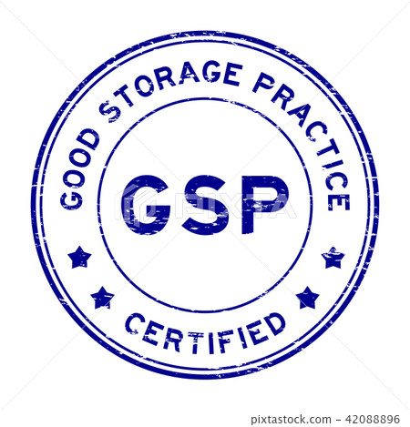 Grunge blue GSP certified round rubber stamp 42088896