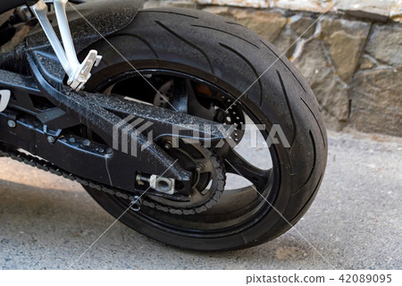 Modern sporbike parked in street close 42089095