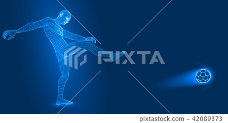 football shoot. 3d wireframe style vector illustration. 42089373