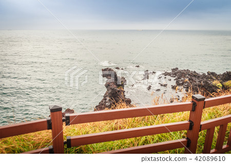 View of famous tourist attraction in Jeju Island View of famous tourist attraction in Jeju Island 42089610