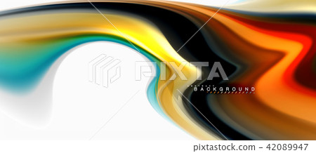 Fluid liquid mixing colors concept on light grey background, curve flow, trendy abstract layout Fluid liquid mixing colors concept on light grey background, curve flow, trendy abstract layout 42089947