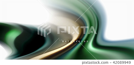 Fluid liquid mixing colors concept on light grey background, curve flow, trendy abstract layout 42089949