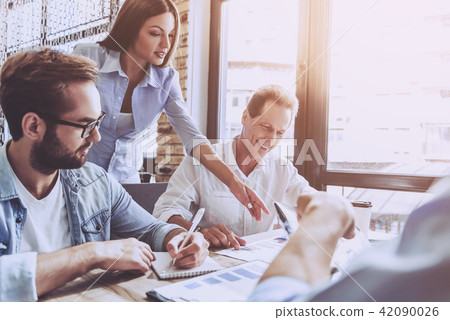 Group of Young Beautiful Business People Working Group of Young Beautiful Business People Working 42090026