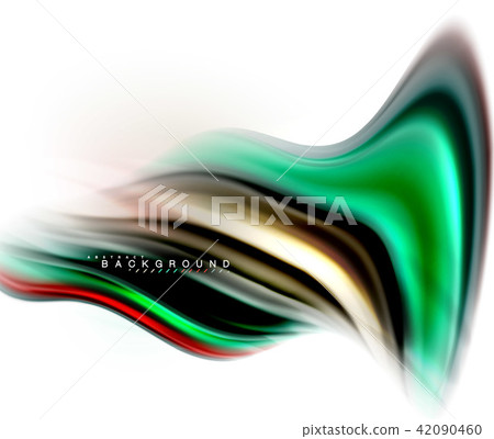 Fluid liquid mixing colors concept on light grey background, wave and swirl curve flow line, trendy 42090460