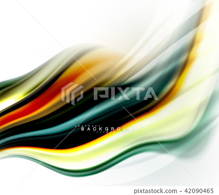 Fluid liquid mixing colors concept on light grey background, wave and swirl curve flow line, trendy 42090465