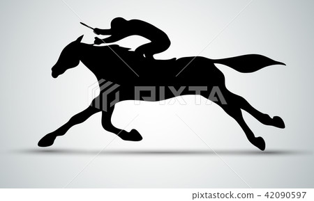 Horse race. Equestrian sport. Silhouette of racing with jockey Horse race. Equestrian sport. Silhouette of racing with jockey 42090597
