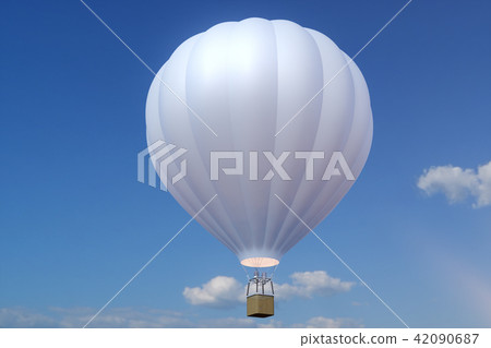 3D illustration hot air balloon on sky background. White, red, blue, green and yellow air ballon 3D illustration hot air balloon on sky background. White, red, blue, green and yellow air ballon 42090687