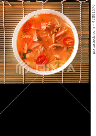 Tom Yum Gai or spicy tom yum soup with chicken - Tom Yum Gai or spicy tom yum soup with chicken - 42091576