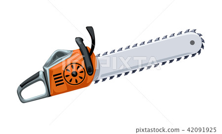 orange chainsaw on white 42091925