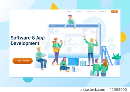 Web design and development. Site under construction. Flat vector illustration Web design and development. Site under construction. Flat vector illustration 42092000