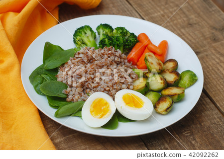 Healthy Diet Fitness Healthy Diet Buckwheat Egg Boiled Half Salad Brussele Cabbage Carrots Copy Healthy Diet Fitness Healthy Diet Buckwheat Egg Boiled Half Salad Brussele Cabbage Carrots Copy 42092262