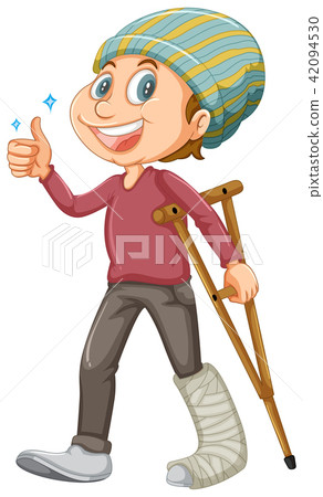 A Young Man with Leg Splint 42094530