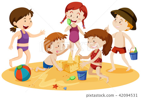 Kids Playing at the Beach 42094531