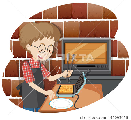 A Man Cooking Waffle 42095456