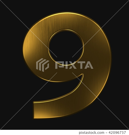 Number Nine 9 Gold. 3D Render illustration 42096737