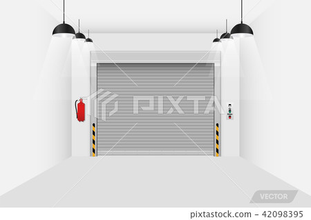Rolling shutter door in warehouse workshop, Vector Rolling shutter door in warehouse workshop, Vector 42098395