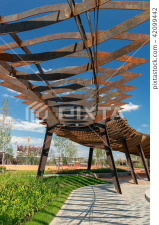 Tufeleva roscha architecture park in Moscow. Summer day at landscape park walk Tufeleva roscha architecture park in Moscow. Summer day at landscape park walk 42099442
