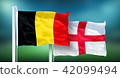 Belgium - England, 3rd place match of soccer World Cup, Russia 2018 National Flags 42099494