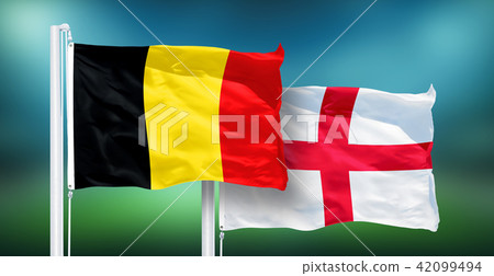 Belgium - England, 3rd place match of soccer World Cup, Russia 2018 National Flags Belgium - England, 3rd place match of soccer World Cup, Russia 2018 National Flags 42099494