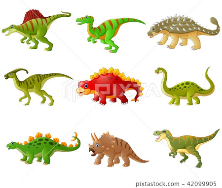 Set of cartoon dinosaurs collections