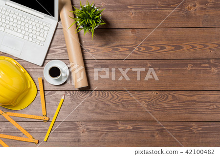 Overhead shot of an architect desktop 42100482