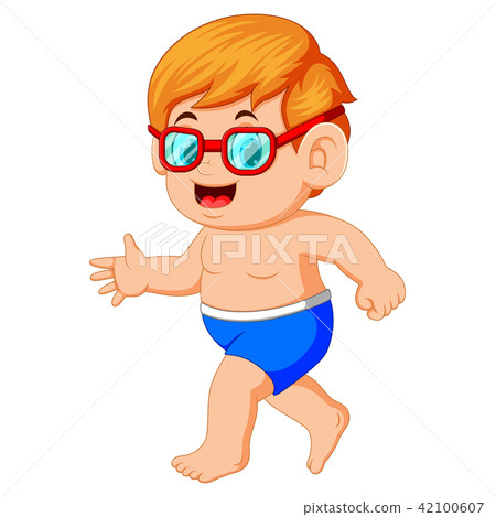 funny little boy in swimsuit funny little boy in swimsuit 42100607