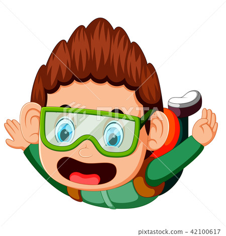 Skydiver falls through the air Skydiver falls through the air 42100617