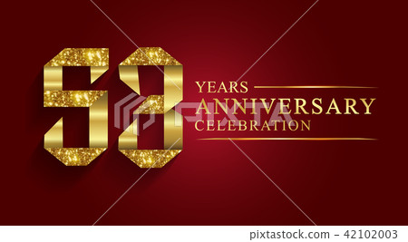 53 years anniversary logo ribbon golden number. 42102003