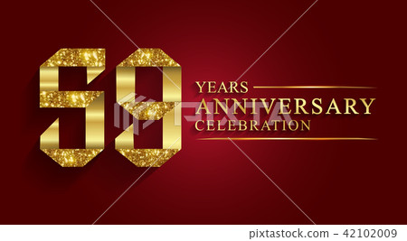 59 years anniversary logo ribbon golden number. 42102009