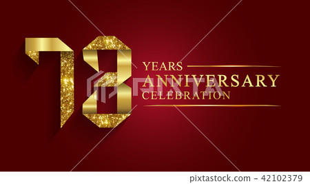 73 years anniversary logo ribbon golden number. 73 years anniversary logo ribbon golden number. 42102379
