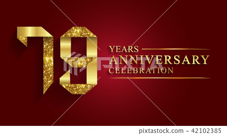 79 years anniversary logo ribbon golden number. 79 years anniversary logo ribbon golden number. 42102385