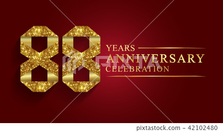 88 years anniversary logo ribbon golden number. 42102480