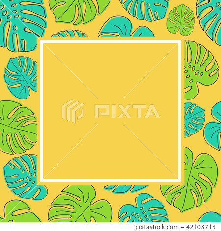 Design of a card with tropical leaves. Vector. Design of a card with tropical leaves. Vector. 42103713