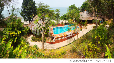 swimming pool design at tropical resort. 42103841