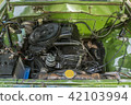 close-up old car engine. 42103994