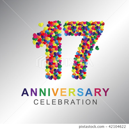 17 years anniversary paper hearts origami style. 42104622