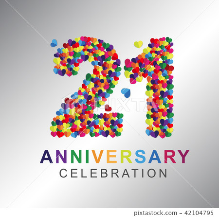 21 years anniversary paper hearts origami style. 42104795