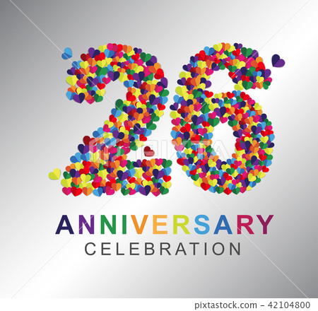 26 years anniversary paper hearts origami style. 42104800