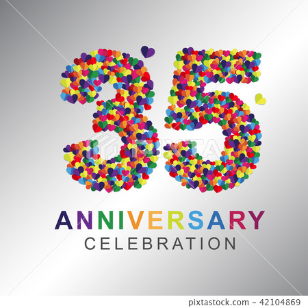 35 years anniversary paper hearts origami style. 35 years anniversary paper hearts origami style. 42104869