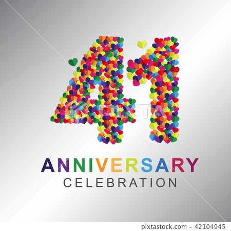 41 years anniversary paper hearts origami style. 42104945