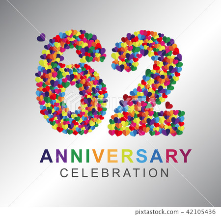 62 years anniversary paper hearts origami style. 42105436