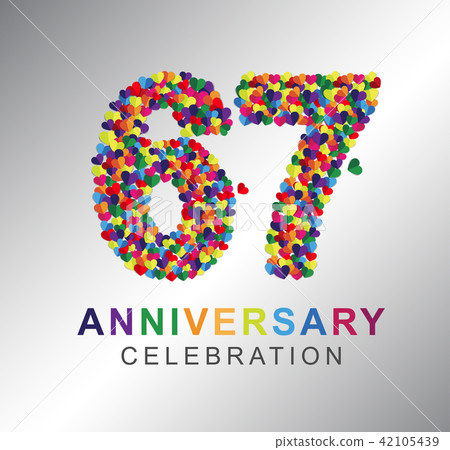 67 years anniversary paper hearts origami style. 42105439