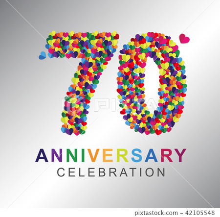 70 years anniversary paper hearts origami style. 42105548