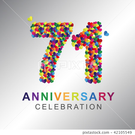 71 years anniversary paper hearts origami style. 71 years anniversary paper hearts origami style. 42105549