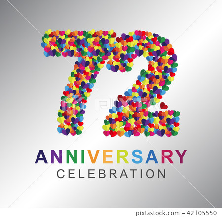 72 years anniversary paper hearts origami style. 42105550