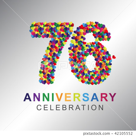 76 years anniversary paper hearts origami style. 42105552